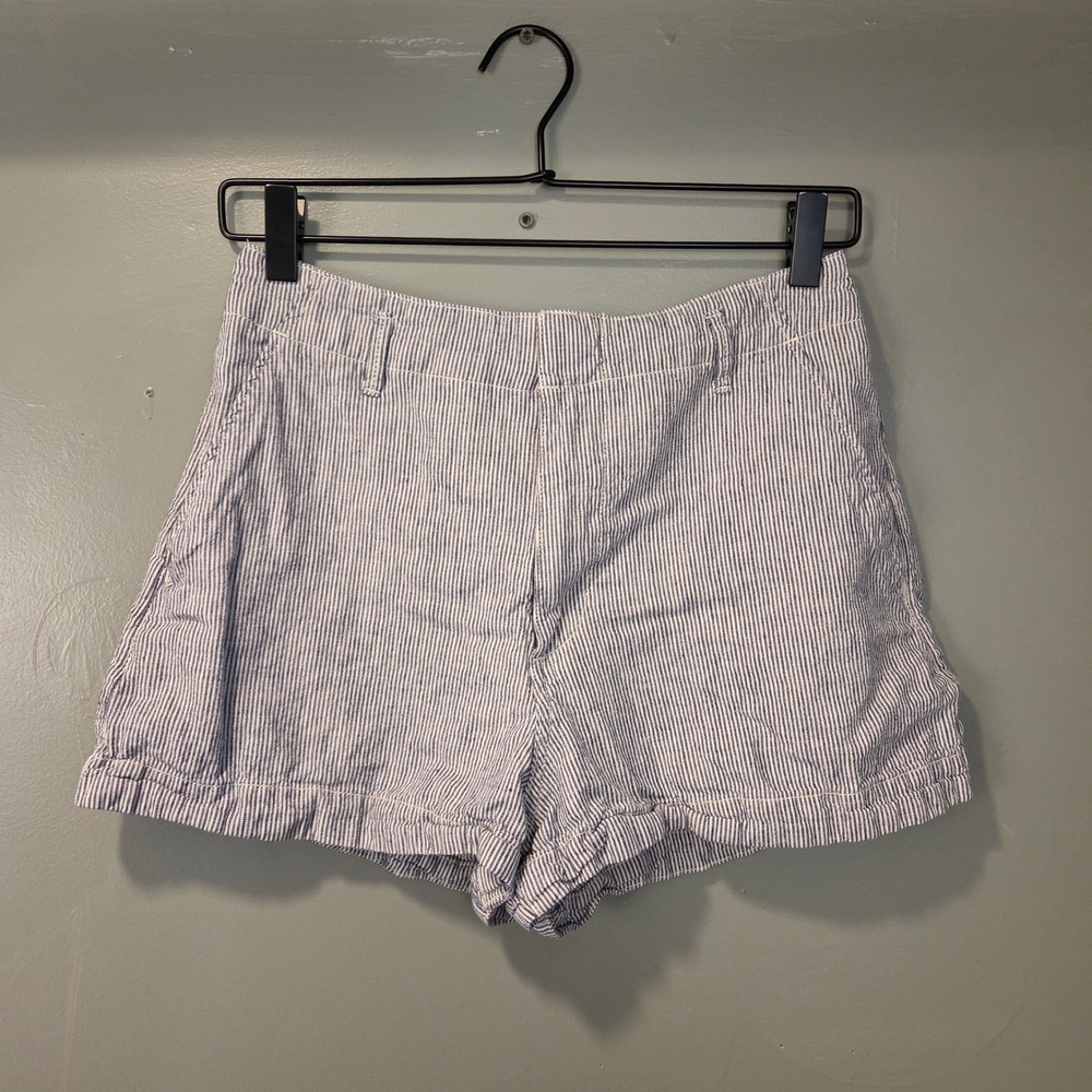 Abercrombie & Fitch‎ Women's Linen & Cotton Striped Shorts Size S High Waist